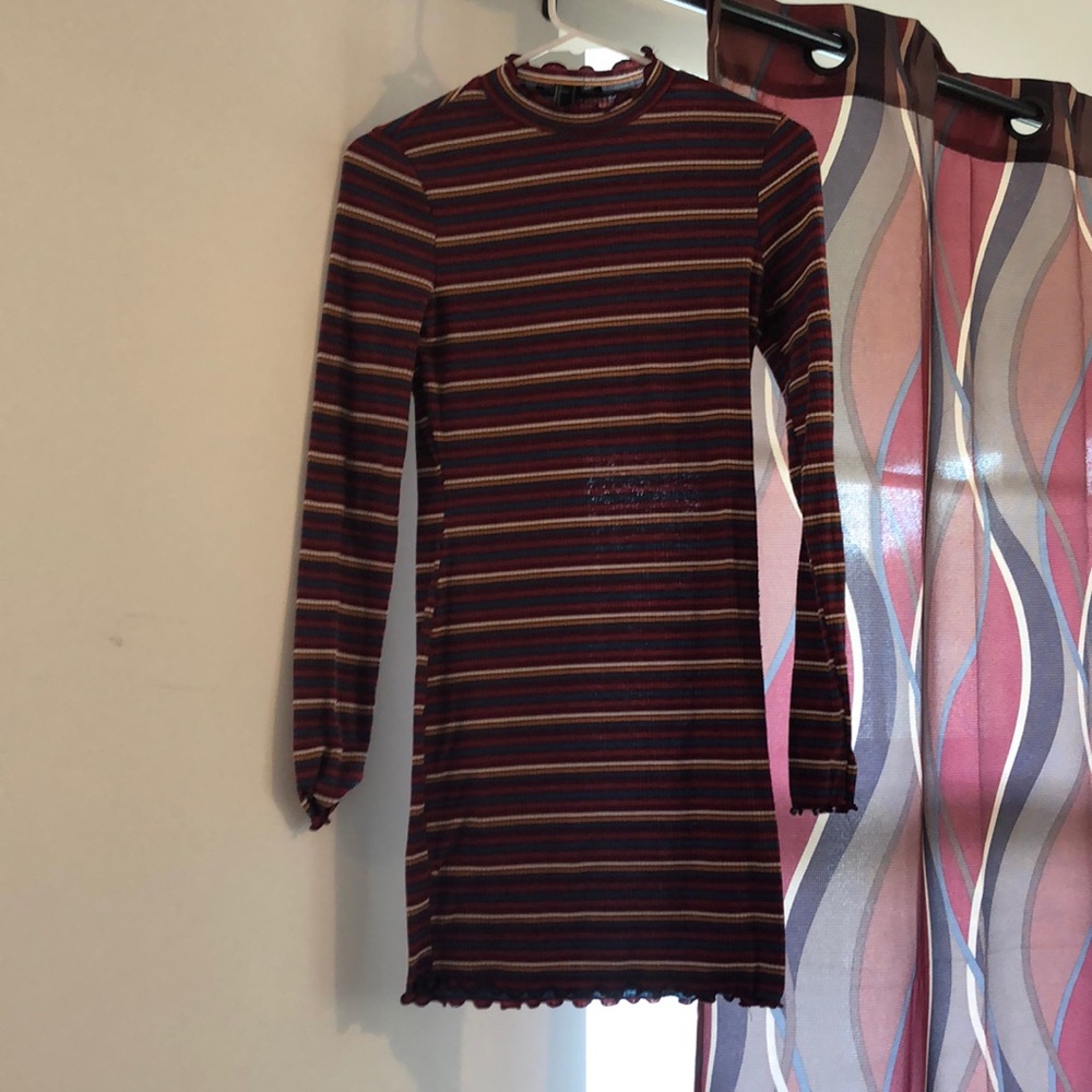 Ribbed turtle neck body con dress